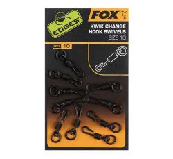 FOX EDGES Kwik Change Hook Swivels Size 10 - ronnie obratlky 10ks