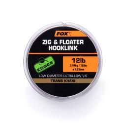 FOX Zig and Floater Hooklink Trans Khaki 12lb 0,28mm - vlasec